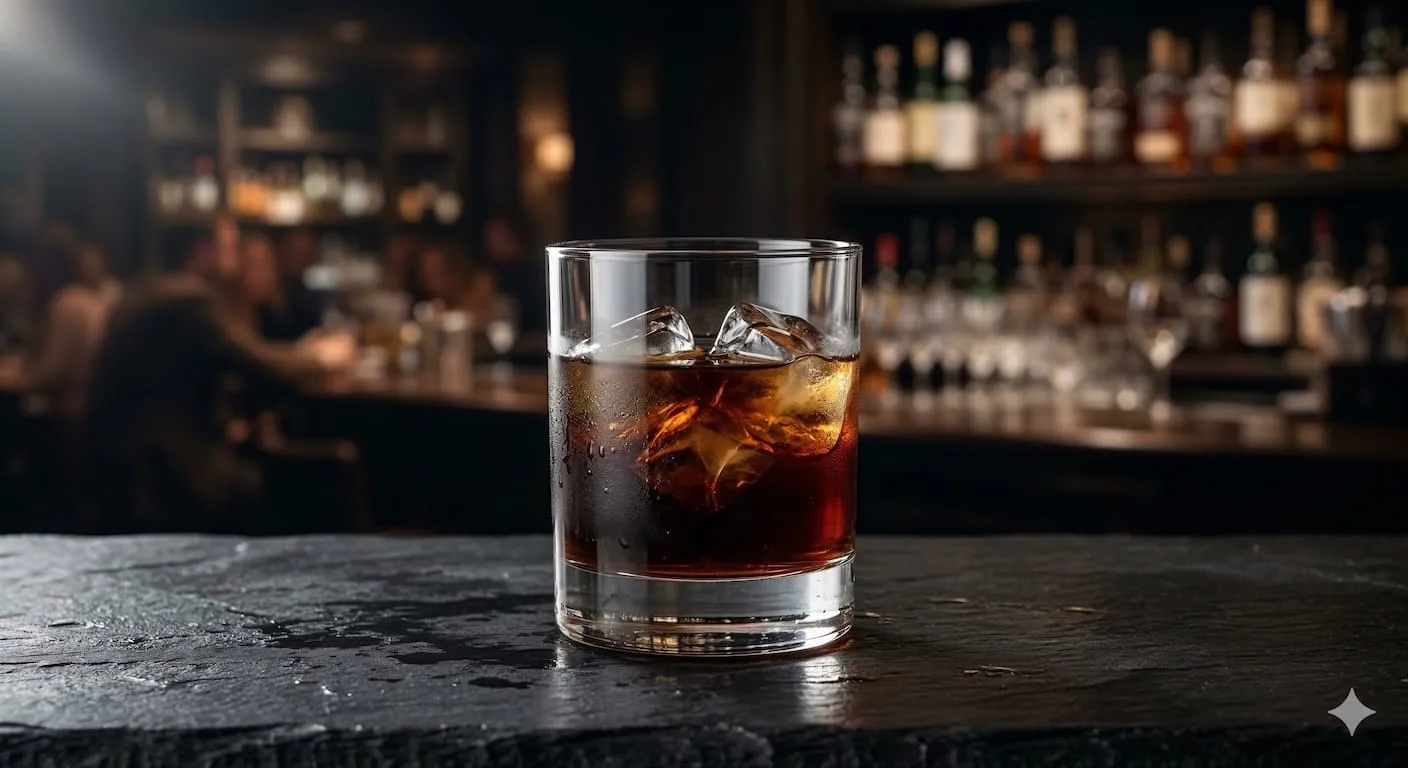 A beautiful Black Russian cocktail