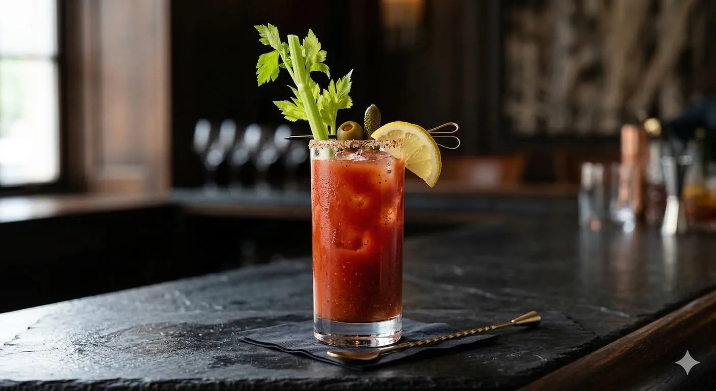 A beautiful Bloody Mary cocktail