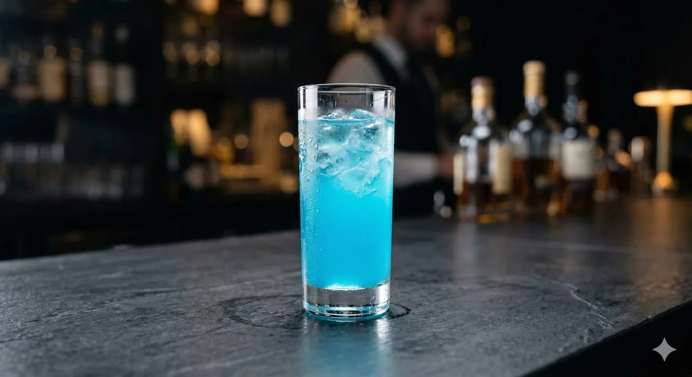 A beautiful Blue Lagoon cocktail