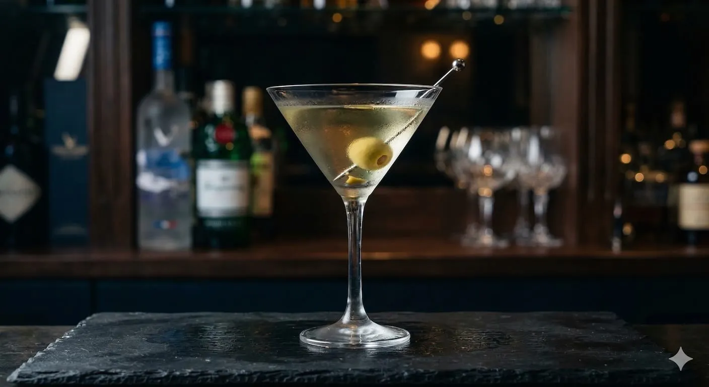 A beautiful Dirty Martini cocktail