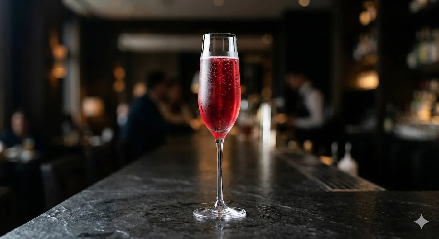 A beautiful Kir Imperial cocktail