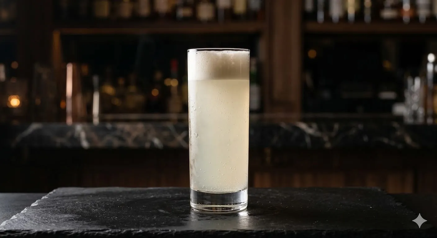 A beautiful Morning Glory Fizz cocktail