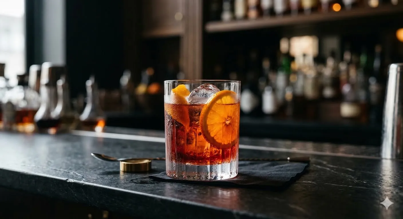 A beautiful Negroni cocktail