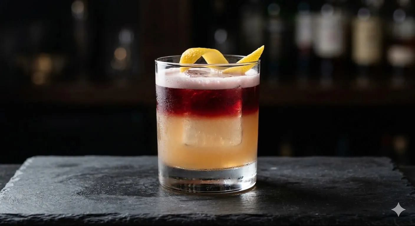 A beautiful New York Sour cocktail