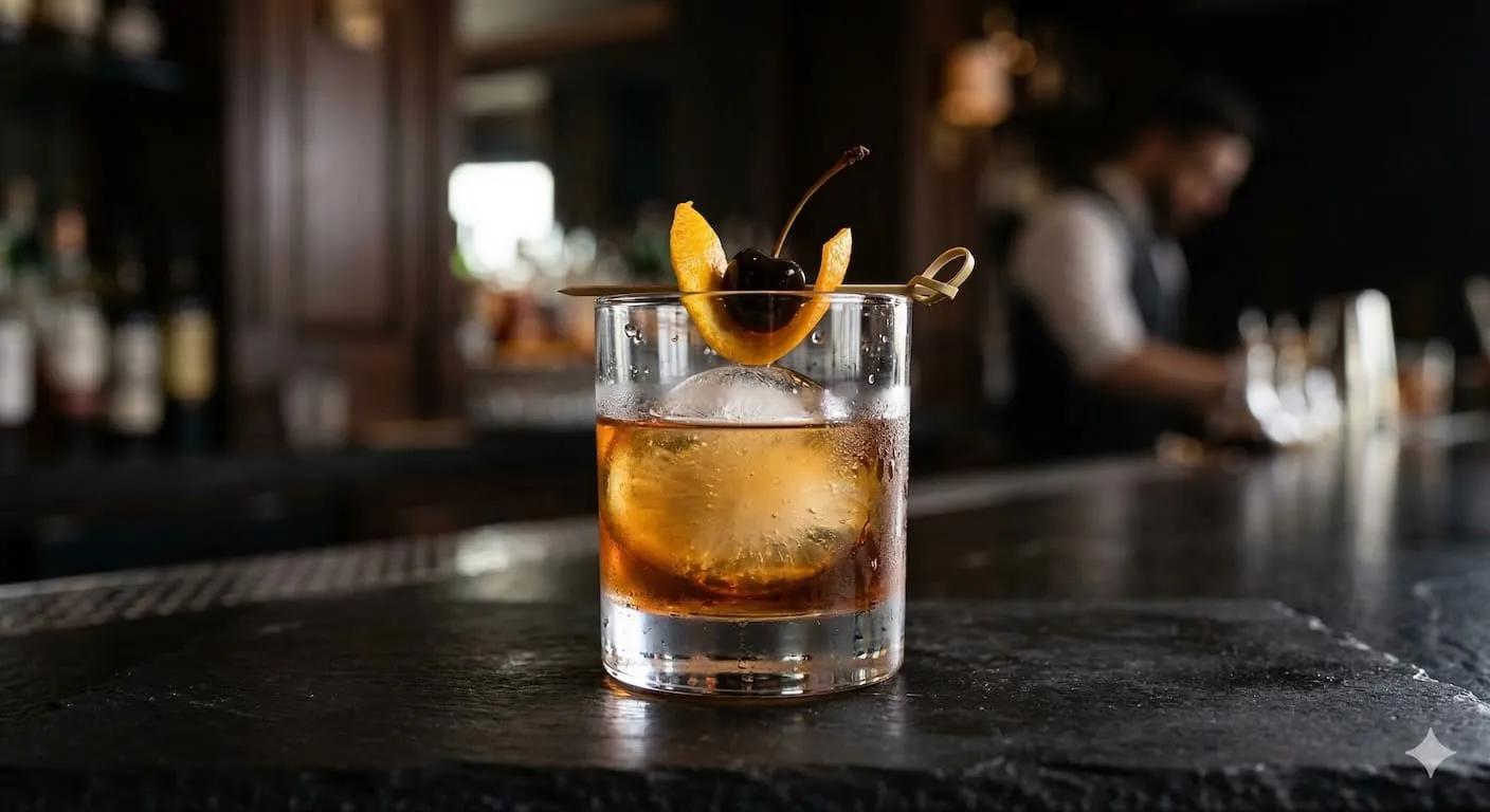 A beautiful Old Fashioned cocktail