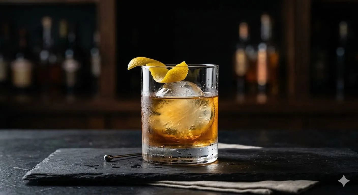 A beautiful Rusty Nail cocktail